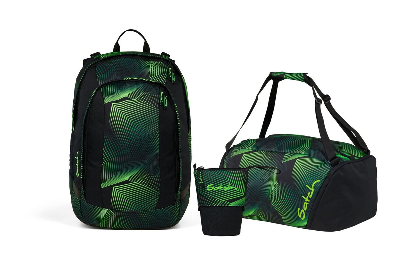 Satch Schulranzen Schulrucksack-Set AIR Seismic Green 3-teilig (3-teilig), Schulranzen, ergonomisch, Laptop-Fach, Your-Size-System Bild 5