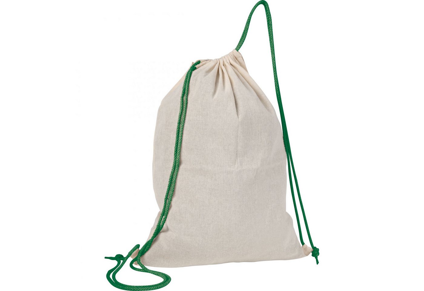 Easy Gifts Turnbeutel Baumwolle Gymbag / Sportbeutel / Turnbeutel / weiß mit grünen Kordelzü Bild 2