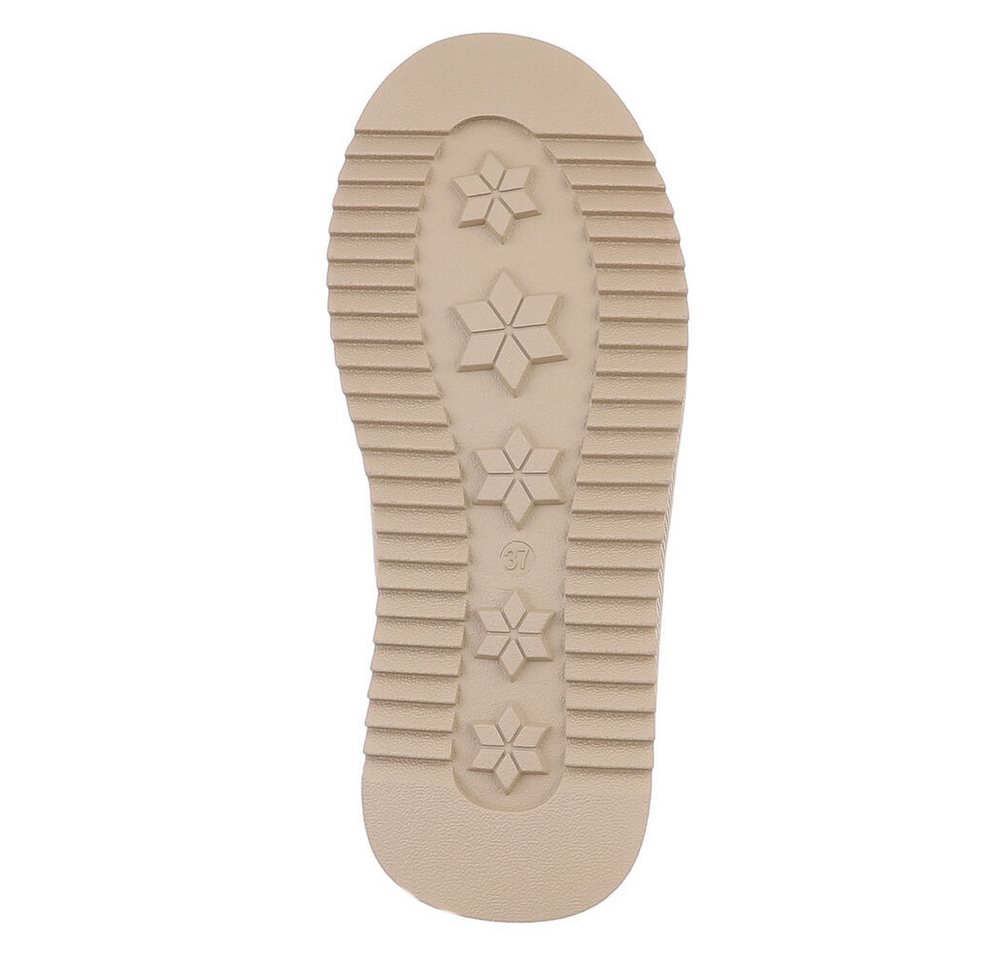 Ital-Design Echtleder Damen Slip-On Schuh mit Profilsohle für Freizeit Snowboots (92392478) Flach Flache Stiefeletten in Beige Bild 3