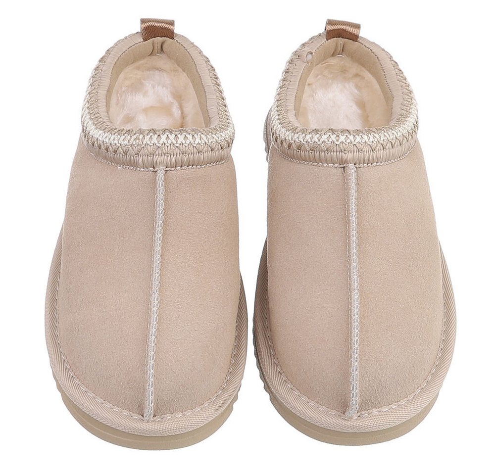 Ital-Design Echtleder Damen Slip-On Schuh mit Profilsohle für Freizeit Snowboots (92392478) Flach Flache Stiefeletten in Beige Bild 4