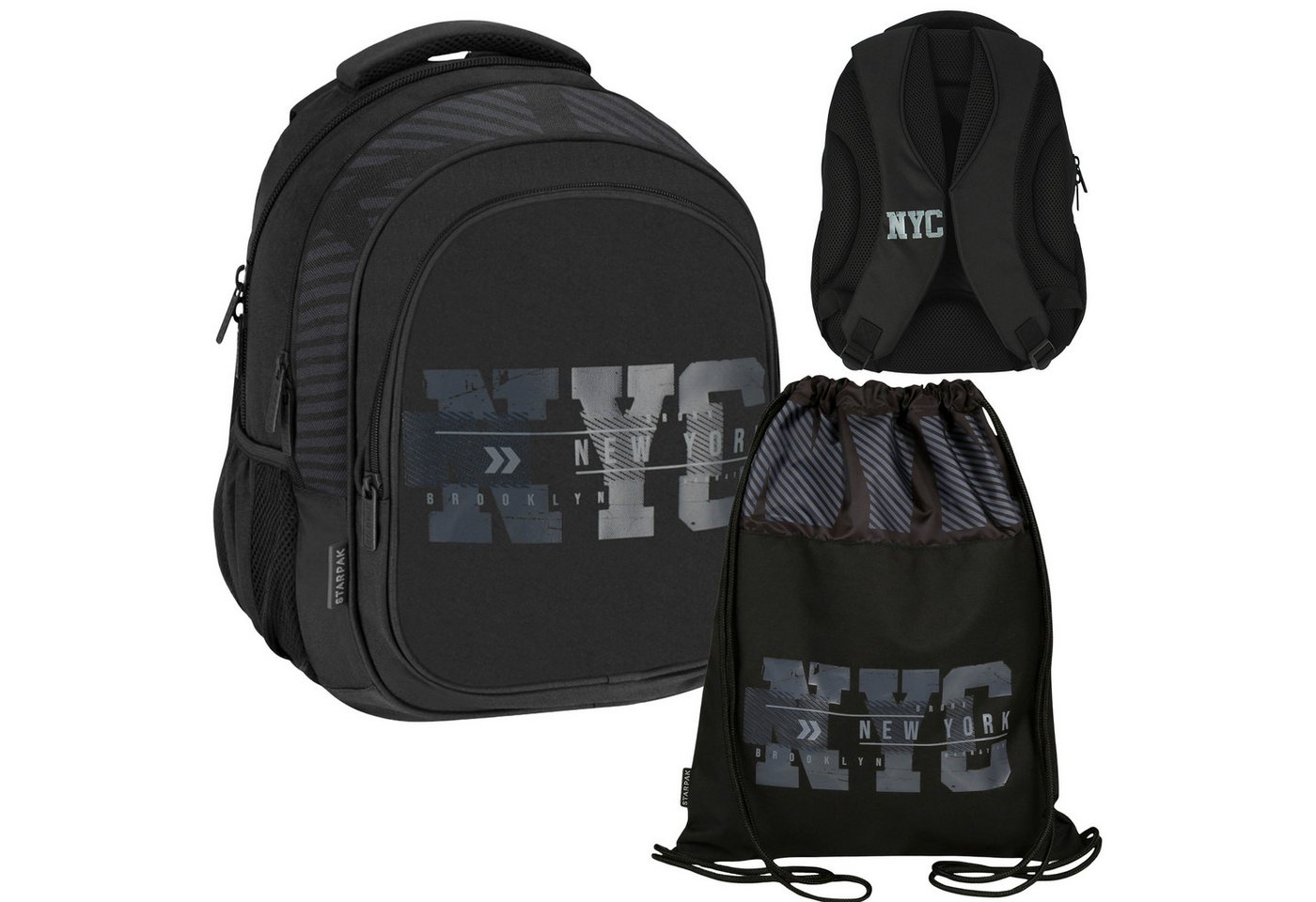 Sarcia.eu Schulrucksack NYC SCHUL Starter SET für JUNGEN: gepolsterter Rucksack + Schuhtasche Bild 3