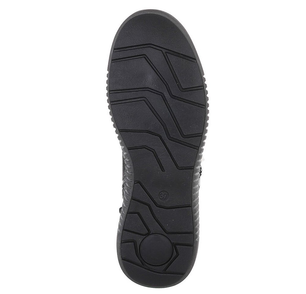 Ital-Design Damen Winterboots mit Futter und robuster Schnürung Snowboots (90827570) Flach Plateaustiefeletten in Schwarz Bild 3