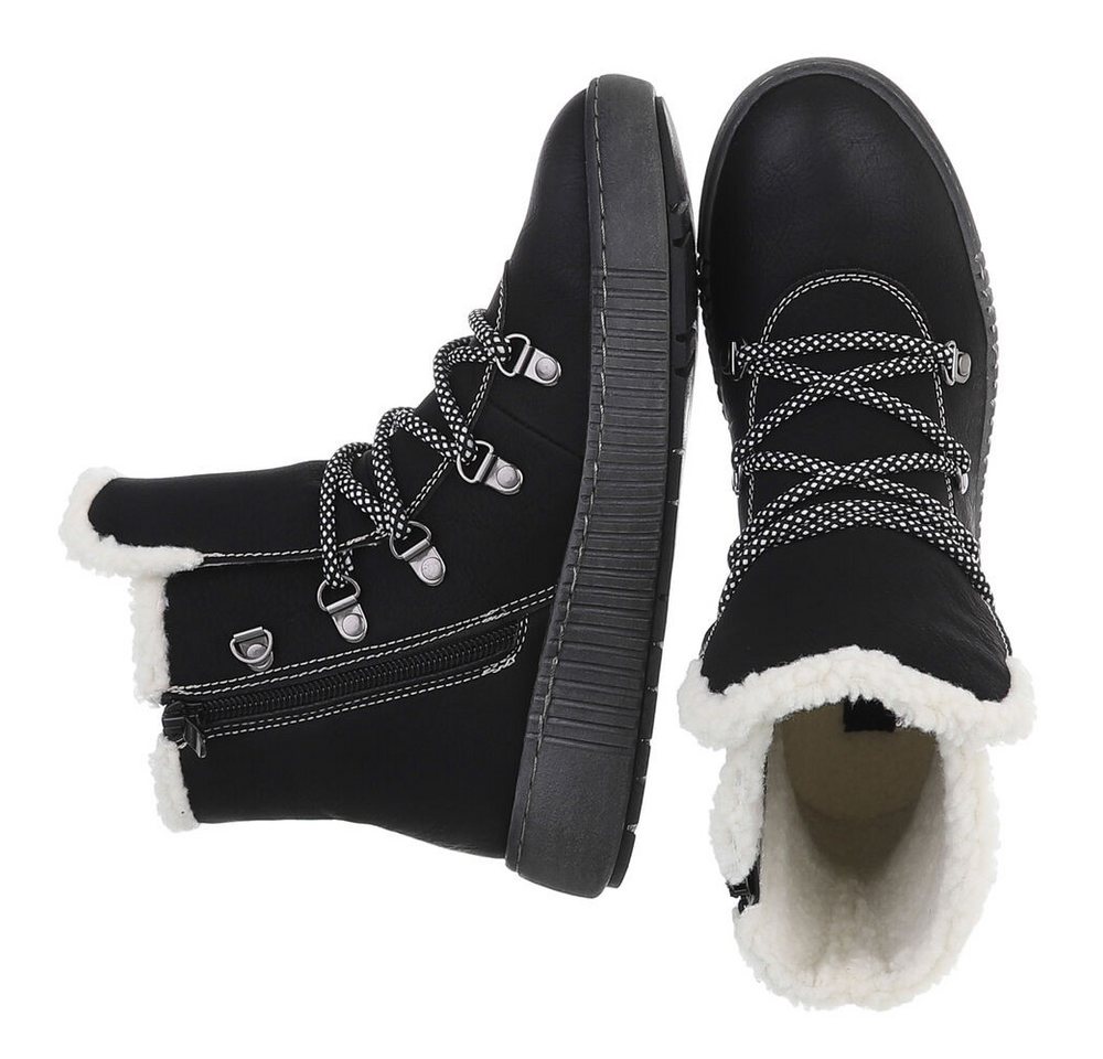 Ital-Design Damen Winterboots mit Futter und robuster Schnürung Snowboots (90827570) Flach Plateaustiefeletten in Schwarz Bild 5