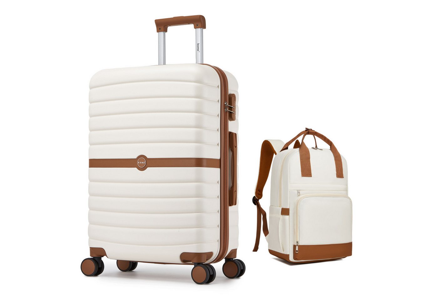 KONO Trolleyset ABS+PC Hartschalen-Trolley (55/66,5/76,5 cm) + Laptop-Rucksack (41 cm)