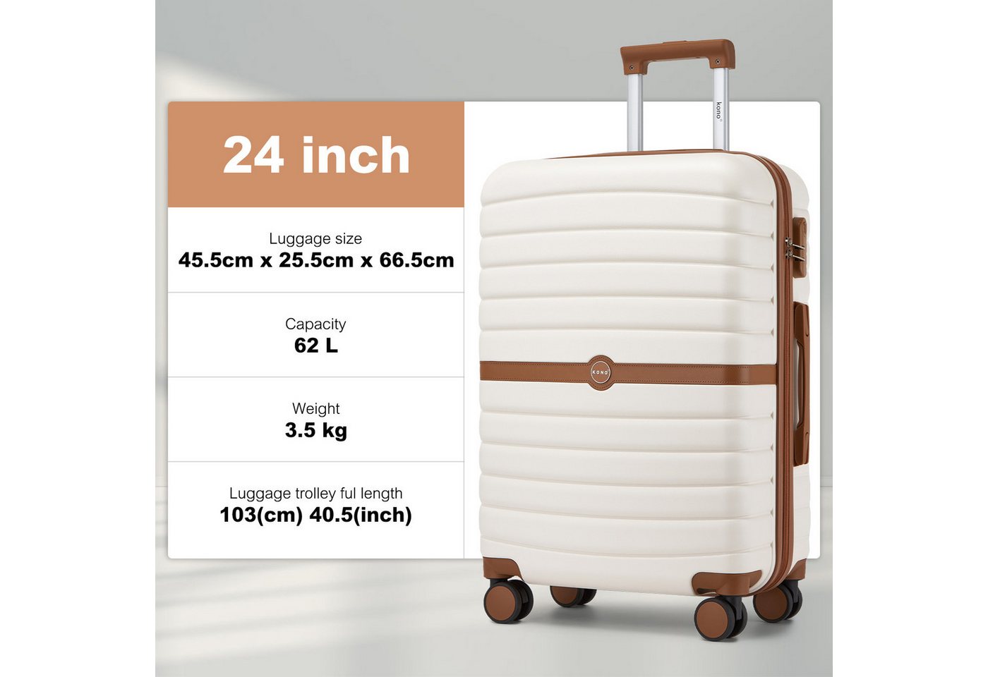 KONO Trolleyset ABS+PC Hartschalen-Trolley (55/66,5/76,5 cm) + Laptop-Rucksack (41 cm) Bild 2