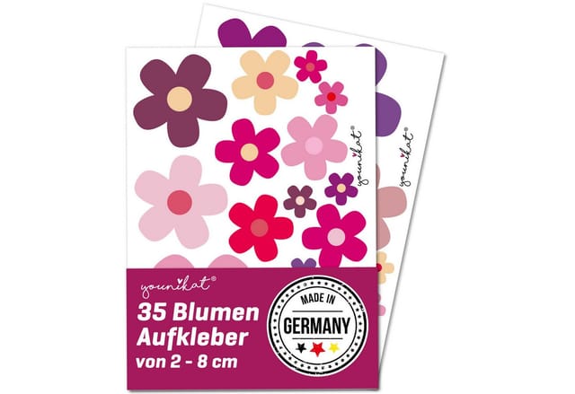 younikat Aufkleber Blumen-Aufkleber-Set Blümchen I DIN A4 I Lila I Witterungsbeständig