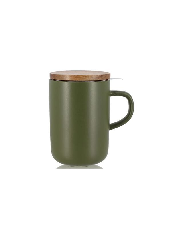 Ogo Living Tasse Ogo Living Juliet Teetasse 475 ml Steinzeug mit Deckel aus Holz