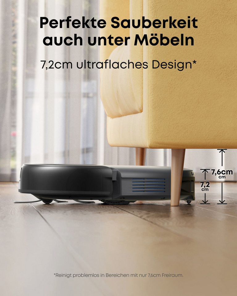 eufy Saugroboter C10 Saugroboter mit Automatischer Absaugstation,Teppichreinigung, 40 W, mit Beutel, 7,3cm Design,Ausfahrbare Seitenbürste für EckenAutomatische Entleerung Bild 3