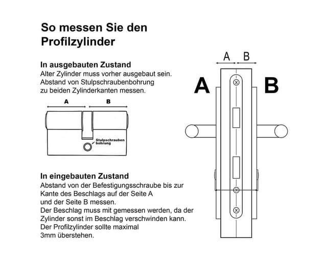 MS Beschläge Profilzylinder Doppelzylinder Messing vernickelt Schließzylinder, Türzylinder verschiedenschließend 30/30mm