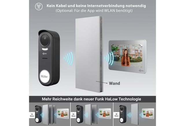 Goliath Intercom Video-Türsprechanlage Goliath Funk Basic Video Türklingel mit Kamera (Privat oder Gewerblich)