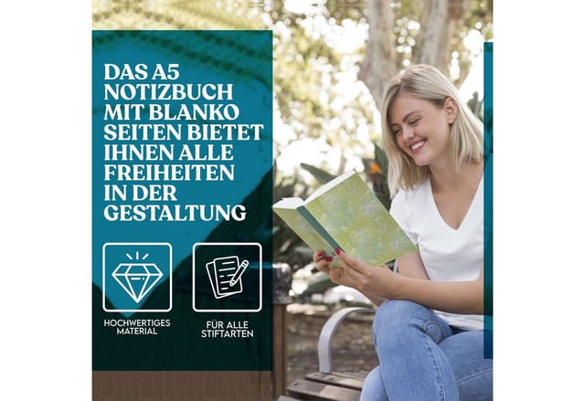 LifeDesign Notizbuch "Libelle" DIN A5 Skizzenbuch, Hardcover, Fadenbindung, edles Papier, FSC- & EU-Ecolabel zertifizert