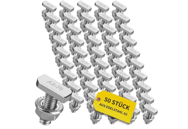 avoltik Solarmodul-Halterung Hammerkopfschrauben M8 I M10 mit Flanschmuttern Edelstahl A2 Solar, (10, 20 oder 50er Set Hammerkopfschrauben mit Flanschmuttern in M8 20mm, M8 25mm, M10 25mm oder M10 30mm, 50-tlg., 10/20/50er Set Hammerkopfschrauben M8/M10 mit Flanschmuttern, Farbe silber)
