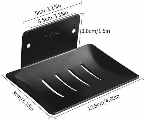 Wandseifenschale – Selbstklebender, Wandmontierter Seifenhalter Aus Edelstahl Für Die Dusche – Seifenschale – Schwarz