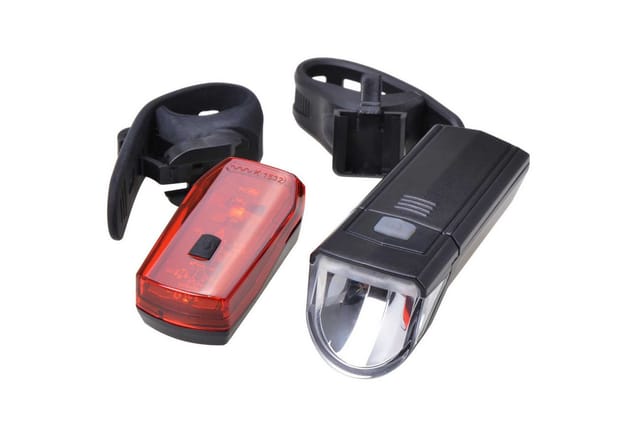 Filmer Fahrradbeleuchtung LED Fahrrad-Licht Set Beleuchtung 30 Lux Schwarz, Frontlampe 30 Lux / 15 Lux 2 Stufen Rücklicht StVZO zugelassen Halter