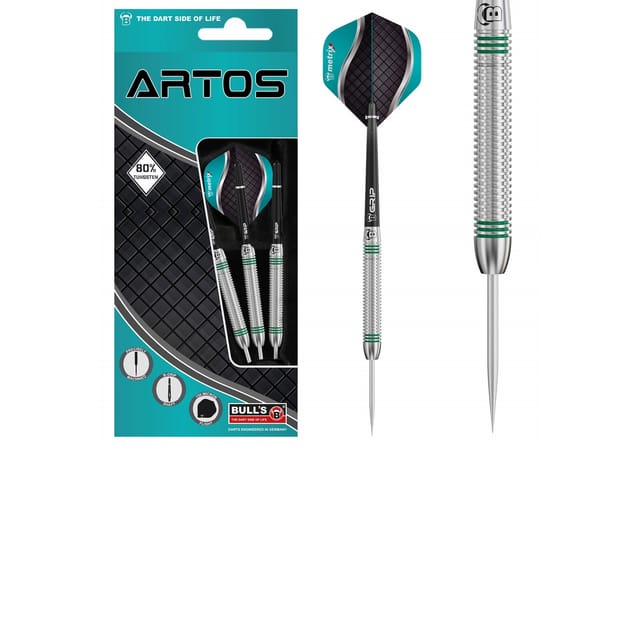 BULL'S Dartpfeil Artos AR1 Steeldart, Mint 80% Tungsten 24g, Pro Dartpfeil Steel Dart Darts 24g