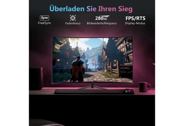 Z-EDGE 27 Zoll FHD LED 280Hz 1ms MPRT 16:9 Curved Gaming LED-Monitor (1920x1080 px, 1 ms Reaktionszeit, 280 Hz, LCD)