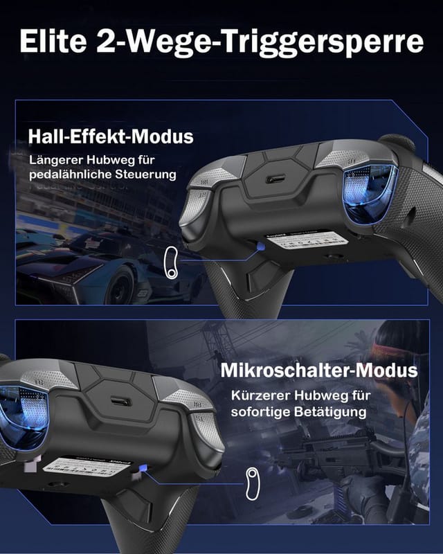 ANYSUN D10 Controller PC mit Ladestation, Controller PC Wireless Gaming-Controller (mit TMR Joystick & 2 in 1 Trigger, Wireless-Bluetooth-Gamepad, 1000Hz Polling Controller mit RGB für PC/Switch/Handy)
