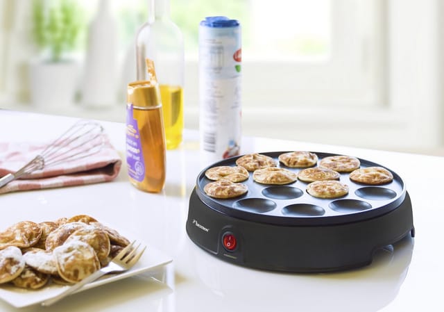 bestron Poffertjes-Maker APFM700, 800 W, 14 Mini-Pfannkuchen mit Antihaftbeschichtung