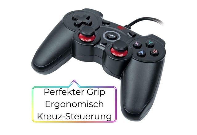 Schwaiger GPC18 USB Gaming Controller Pad 2x Vibration PC-Controller (1x Controller, Joystick Gamecontroller passend für PC Notebook Sony PS3 Android TV)