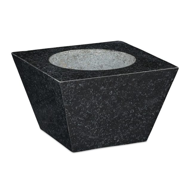relaxdays Mörser Eckiger Mörser mit Stößel aus Granit