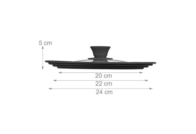 relaxdays Topfdeckel 20 24 cm mit Silikonrand, schwarz