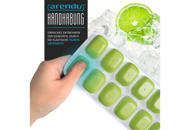 Arendo Eiswürfelform 4er Pack Silikon 250ml, 14 Eiswürfel, spülmaschinengeeignet, stapelbar, (4-tlg), 14 Fächer, 4 x Eiswürfelformen mit Deckel, BPA-frei