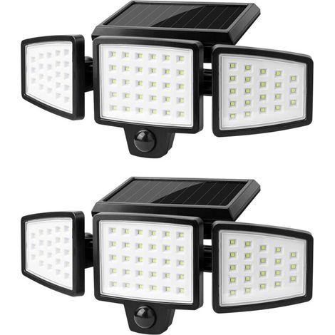 Solarbetriebener, Bewegungsaktivierter Fluter Mit 74 Leds – 1000 Lumen, 6500 K – Schutzart Ip64 (wasserdicht) – Reichweite Bis Zu 25 M² – Erfassungswinkel 120° – 1000 Lm