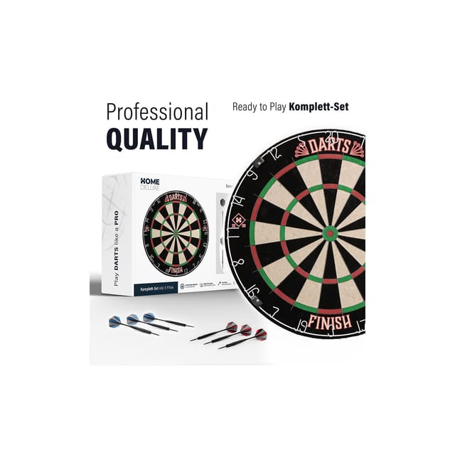 HOME DELUXE Dartscheibe inkl. Surround GOOD DARTS, inkl. 6 Pfeile, Wandschutz und Aufhängung