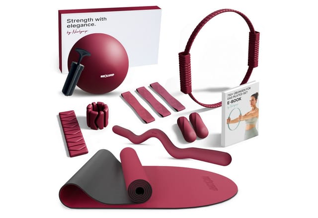 NEOLYMP Pilates-Ring Pilates Set für Zuhause – Pilates Ball, Pilates Ring & Gewichte (Pilates Essential Kit Damen & Anfänger - Home Pilates), Pilates Zubehör Set – inkl. Pilates Bänder, 1kg Hanteln & E-Book