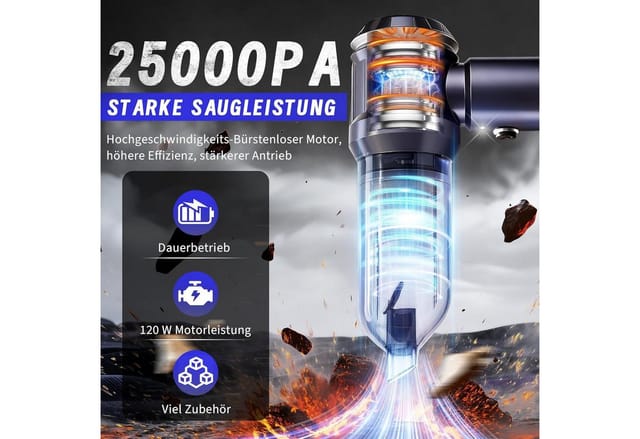 Nettlife Akku-Handstaubsauger kabellos Mini 25000Pa starker Akku bürstenloser Motor 4-in-1, 3 Stufen Tragbarer Staubsauger für PKW Wohnmobil Camping Treppen Sofa