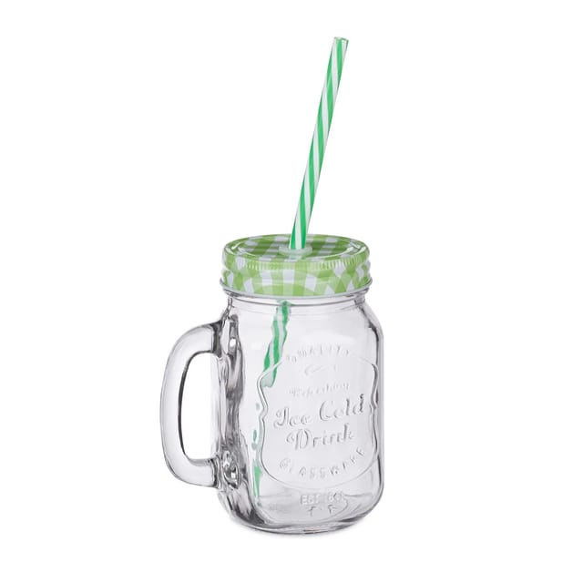 relaxdays Glas Trinkgläser mit Strohhalm 8er Set, Glas