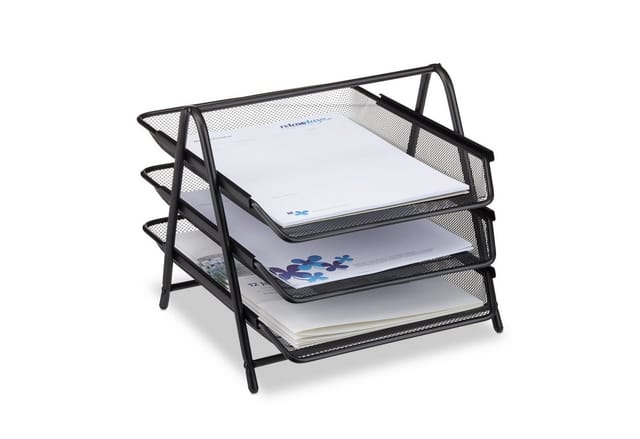relaxdays Briefablage Dokumentenablage aus Metall, schwarz
