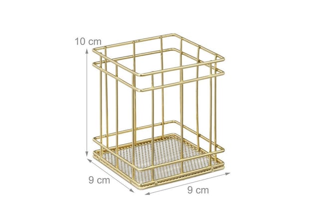 relaxdays Organizer Stiftehalter eckig, gold