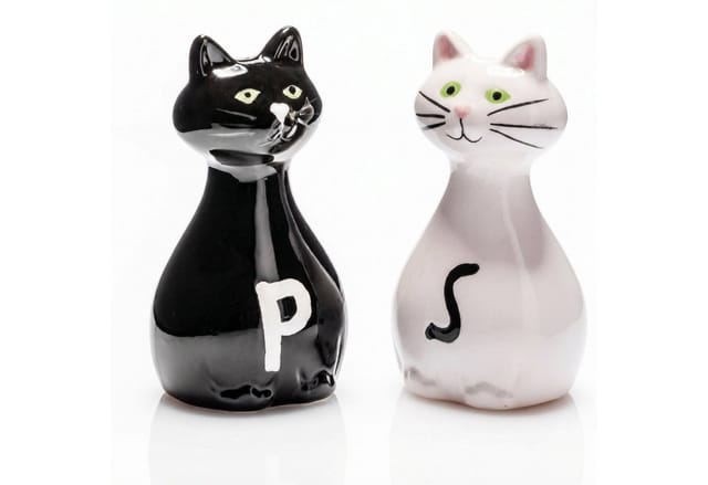 Salz- / Pfefferstreuer Salz und Pfefferstreuer Katze, Keramik, 5 x 9 cm