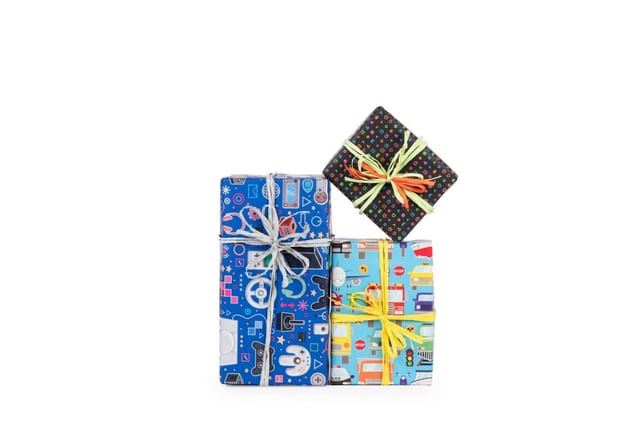 Star Geschenkpapier, Geschenkpapier mit Gaming Motiv 70cm x 2m Rolle Schwarz / Bunt
