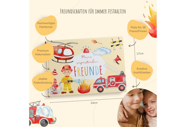 MeinBaby123® Tagebuch Freundebuch für Kinder, Freundschaftsalbum, Freundealbum Kindergarten und Schule, Freundschaftsbuch Hardcover