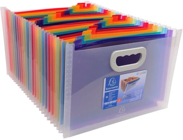 EXACOMPTA Fächermappe Fächer-Stehsammler A4 PP 14 Fächer transparent/farbig