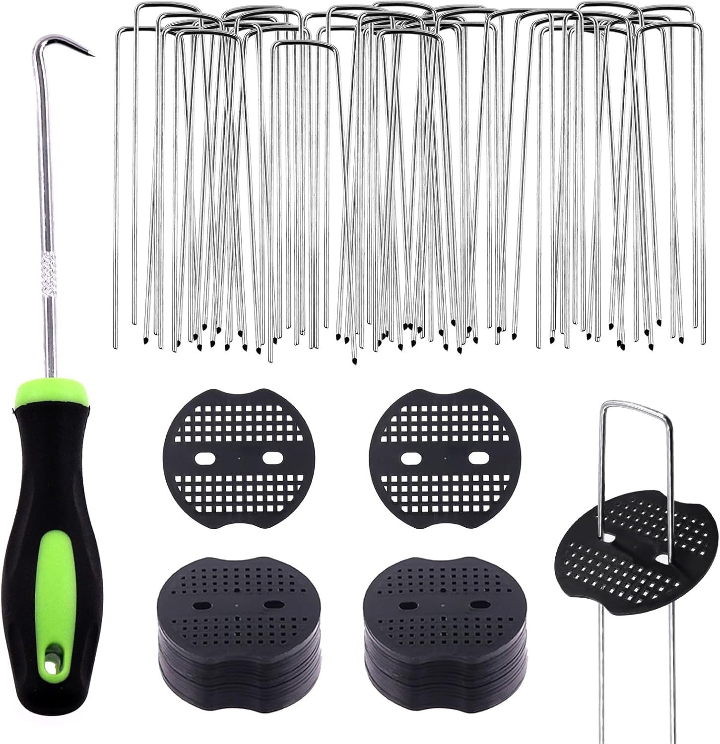 Lot De Pièces Piquets De Jardin En Forme De U Et Joints De Fixation En Plastique Avec Crochet De Crochet, Agrafes Pour Tuyaux Dirrigation, Clôtures Fixes, Clous De Gazon Artificiel