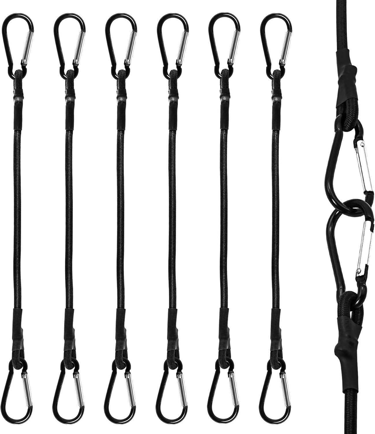 Tendeurs Elastique Avec Mousqueton, 6 Pcs Robuste Tendeur Elastique, 60cm Tendeurs Elastique Avec Crochets Pour Camping, Bâches, Tente, Bagages, Voitur Et Motos