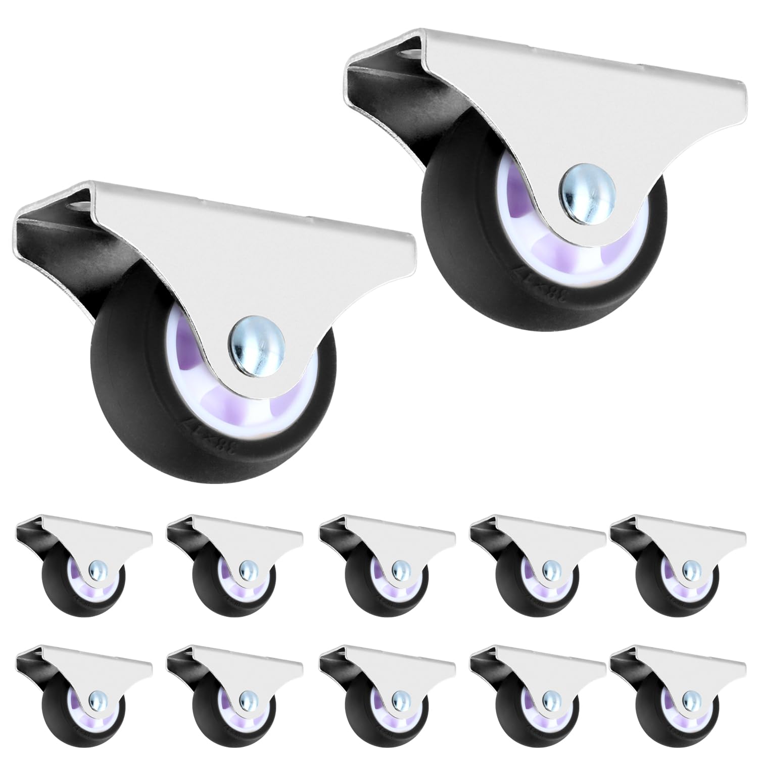 Lot De 12 Roulettes Fixes Pour Meubles - Roue Tpe Diamètre 38 Mm - Capacité De Charge 45 Kg - Pour Pièces À Vivre Et Petits Meubles
