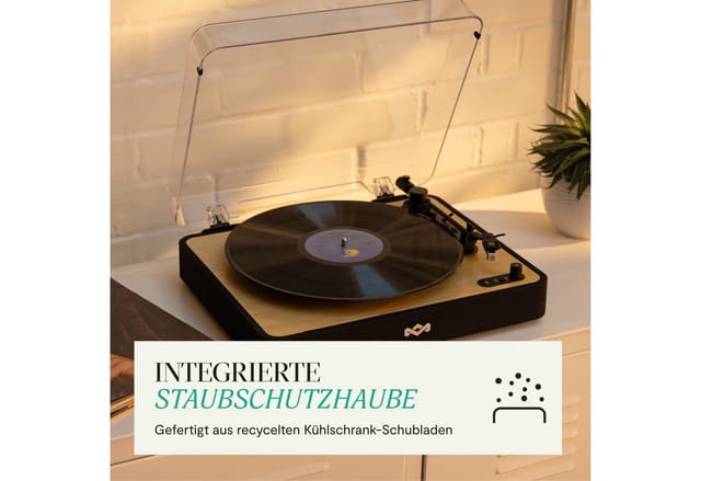 House of Marley Marley EM-JT004-SB Revolution Turntable Plattenspieler (Riemenantrieb, Bluetooth, Audio-Technica Tonabnehmer & 3 Geschwindigkeiten)