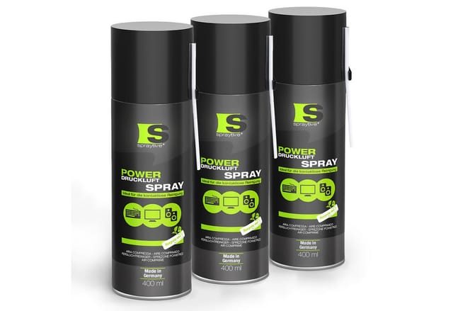 Spraytive 3x 400ml Druckluftspray - Druckluftreiniger Air Duster Luftdruckspray Druckluftreiniger (Made in Germany)