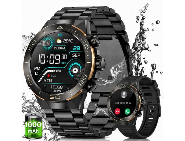 SWGOTA Smartwatch Herren Militär mit 107 Sportmodi,Herzfrequenz,Blutdruck Smartwatch (3.63 cm cm), 1,4 Zoll AMOLED-Display Fitnesstracker mit Anruf für Android/iOS