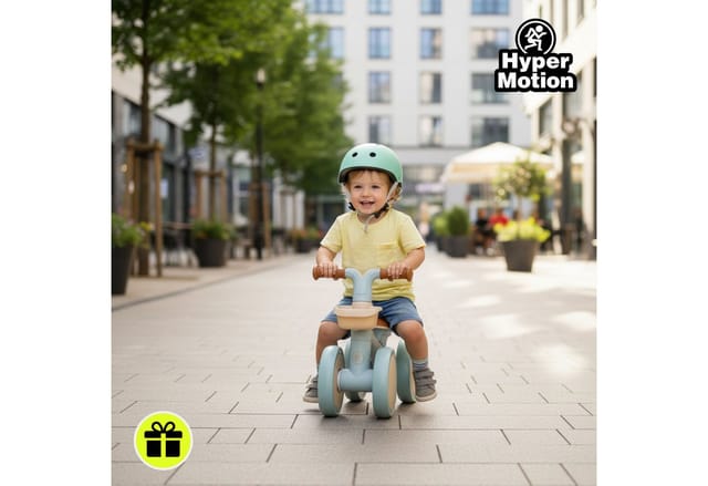 HyperMotion Kinderfahrrad HyperMotion TOBI MINI Laufrad 4-rädrig mit Korb, blau