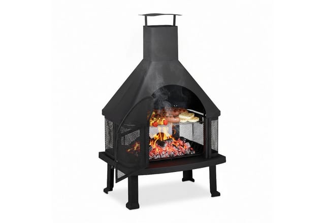 relaxdays Grillkamin Terrassenofen mit Grill