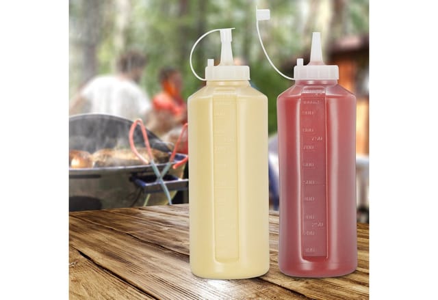 relaxdays Dressing Shaker Quetschflasche 1000 ml 4er Set, Kunststoff