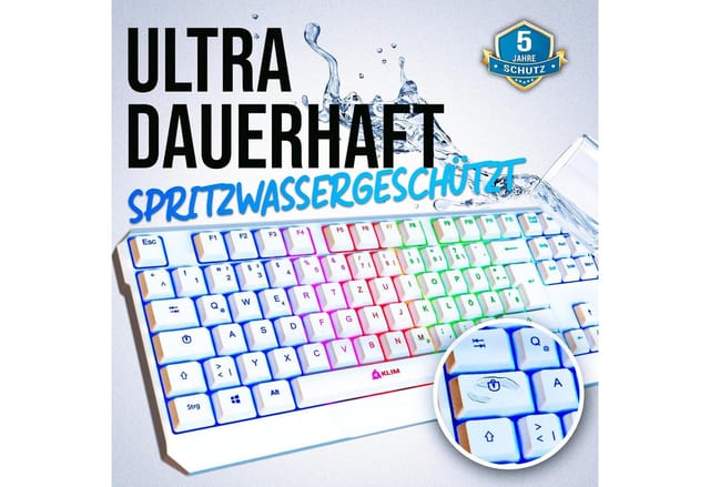 KLIM Chroma Gaming Tastatur, hintergrundbeleuchtete Tasten, Anti Ghosting Gaming-Tastatur (Deutsche Tastenbelegung, ergonomische Gaming Keyboard)