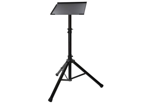 FAME Laptop-Ständer, (Audio LS-13 Laptop Stand Robustes Dreibein-Laptopstativ Höhenverstellbar Schwenkbare Auflageplatte Einfache Montage Ideal für Laptops bis 13 Zoll Schwarz, DJ-Möbel, Laptop Stands, Laptop Stand, Laptopstativ, Höhenverstellbar, Schwenkbare)