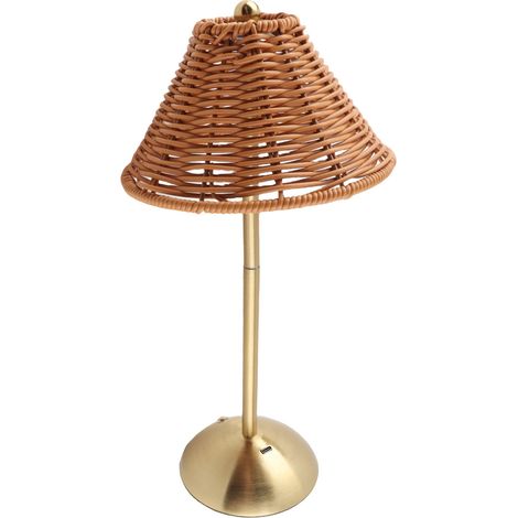 Decdeal Kabellose Rattan-tischleuchte, Boho-stil, Wiederaufladbar, Dimmbar, Dekorative Nachttischleuchte, Für Zuhause, Restaurant, Hotel Und Esszimmer