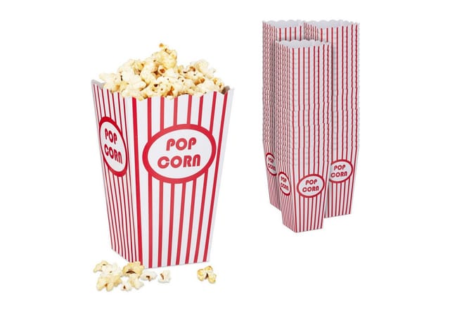 relaxdays Snackschale Popcorntüten 72er Set rot/weiß, Pappe
